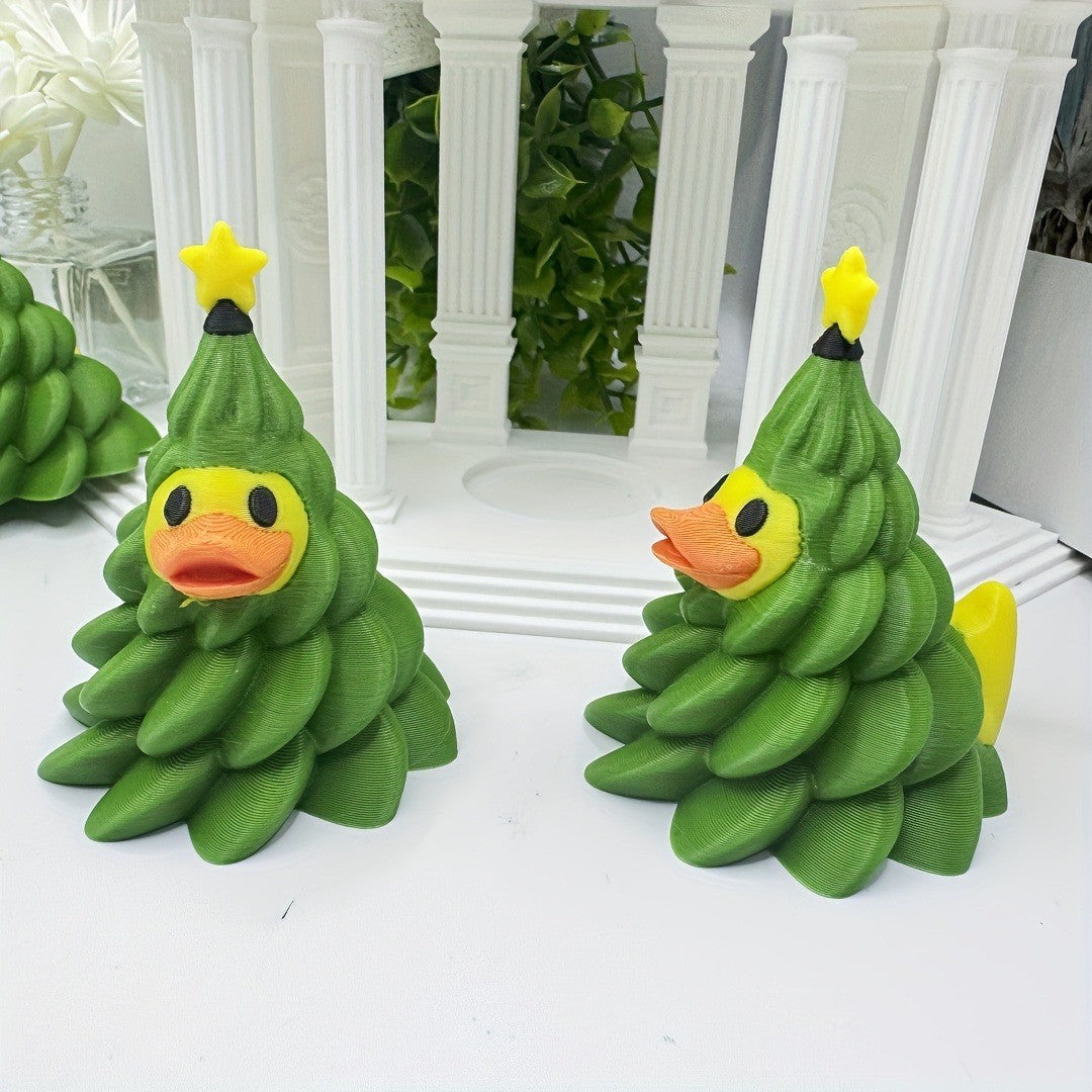 Christmas tree duck statue-lovely yellow mouth, indoor/outdoor decoration suitable for home, office, party-no electricity, perfe