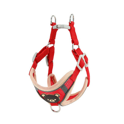 Conjunto Coleira Peitoral Ajustável com Guia para Cães Colete Respirável de Malha para Pequenos e Médios Cães Gatos Coleira Tração de Animais de Estimação
