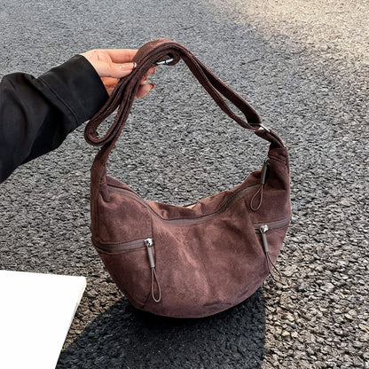 Imitation Suede Bag, New Crossbody Bag, Women's Bag, High-End Feel, Shoulder Bag, Large Capacity Commuting Dumpling Bag