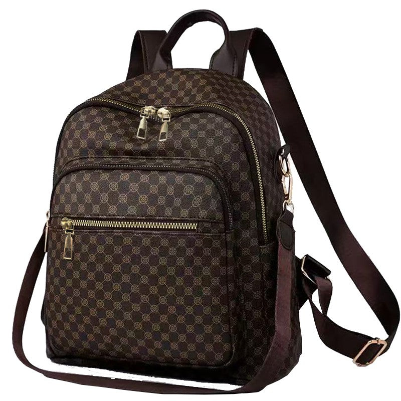 Neutral color backpack for men and women with multi-layered pockets and colorful design for schoolbags