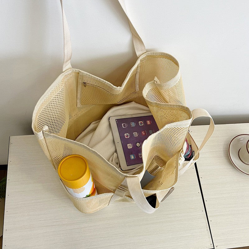 Foldable Lightweight Beach Bags Large Capacity Grocery Produce Tote Bag Beach Shoulder Bag Women's Casual Shopping Bags