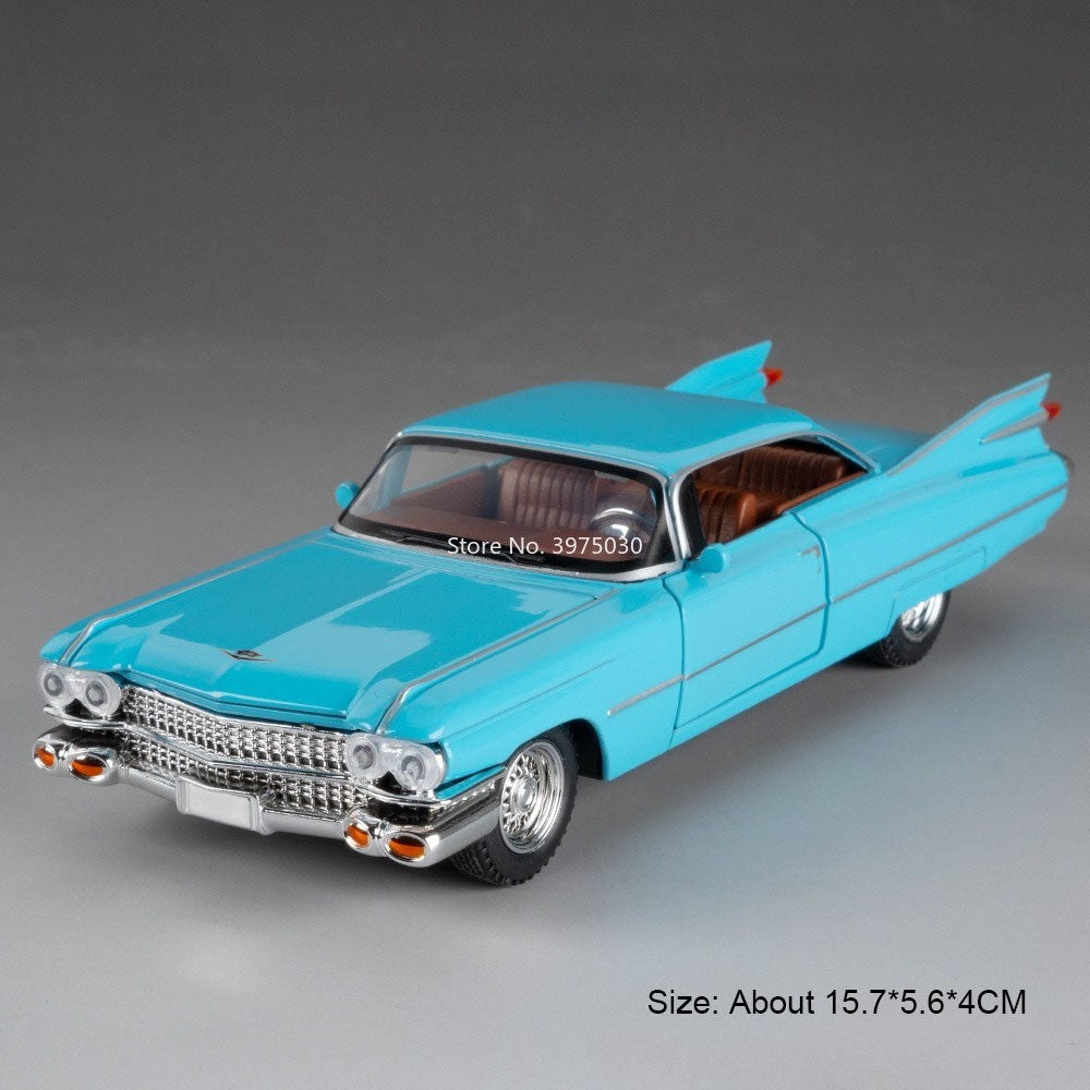 1:32 Escala Cadillac Eldorado Carros Brinquedo Modelos Pneus de Borracha com Luz Música Veículos Roda Puxar para Trás Miniatura de Carro Enfeite