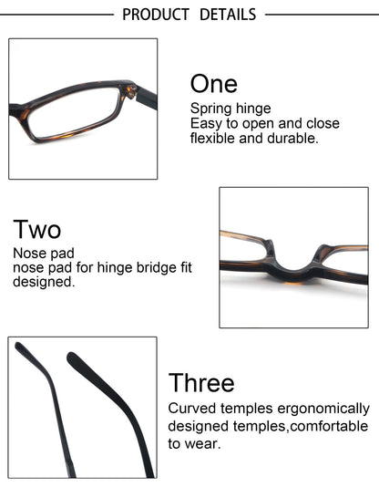 Women Men Reading Glasses Classic Small Rectangle Frame Spring Hinge Ulrta Comtable Wear Readers Eyeglass with Diopters