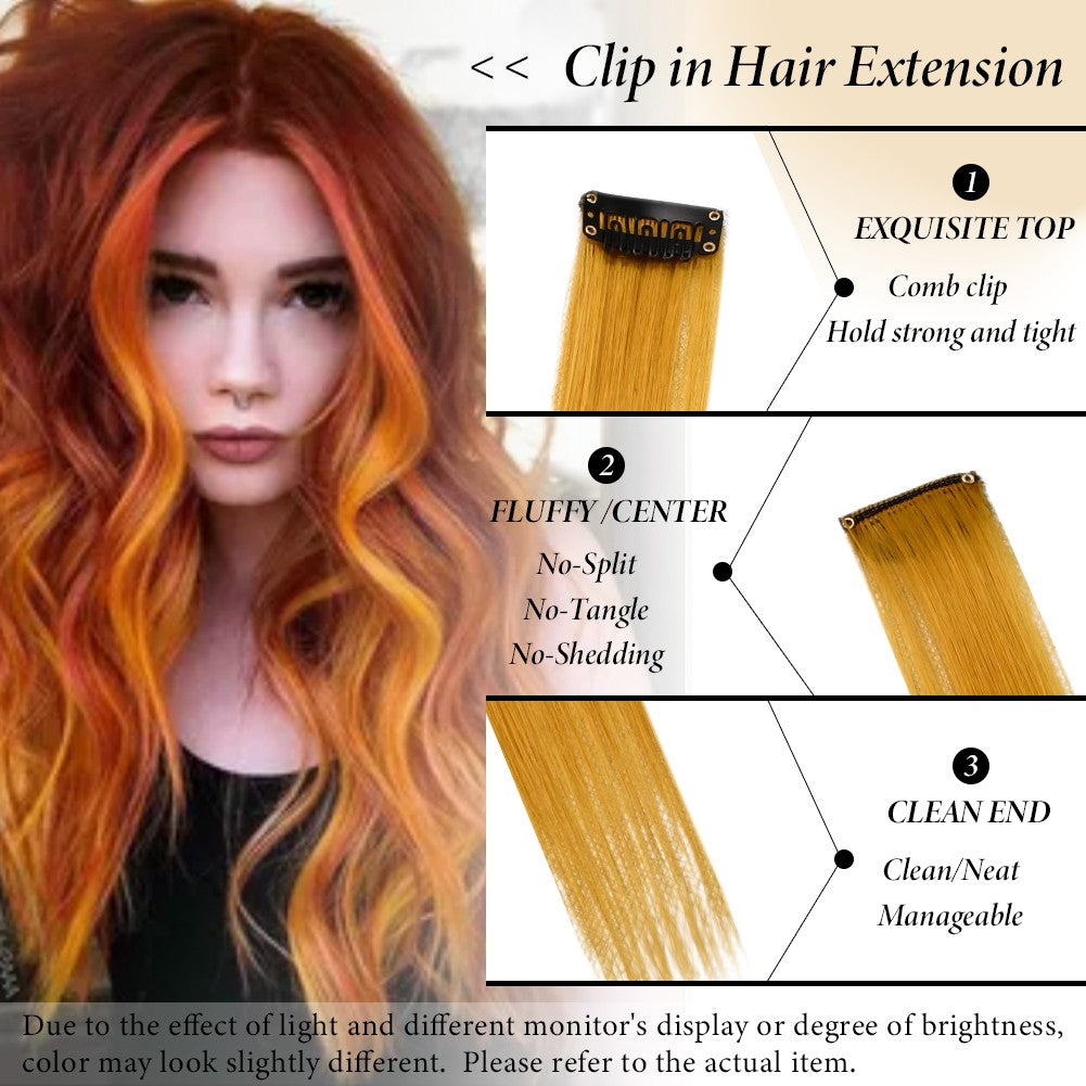 Mechas Coloridas Cabelo Sintético 10 Peças Extensões de Cabelo Liso 55 cm Com Presilha Aplique para Mulheres Festa Cosplay Presentes