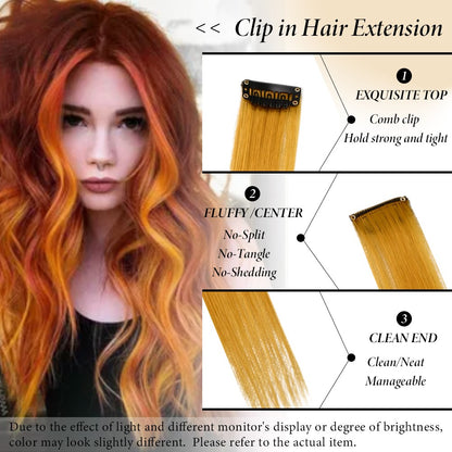 Mechas Coloridas Cabelo Sintético 10 Peças Extensões de Cabelo Liso 55 cm Com Presilha Aplique para Mulheres Festa Cosplay Presentes