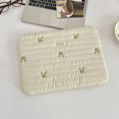 Fashion Rabbit Laptop Sleeve Case Bowknot Broken Flowers Laptop Bag Ultra Thin 11/13/15 inch Tablet Protective Pouch