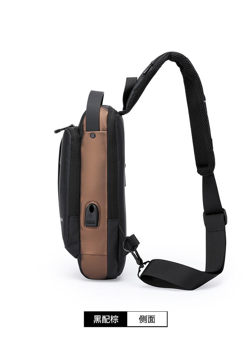 Men Anti Theft Chest Bag Shoulder Bags USB Charging Crossbody Package School Short Trip Messengers Bags Men's Oxford Sling Pack
