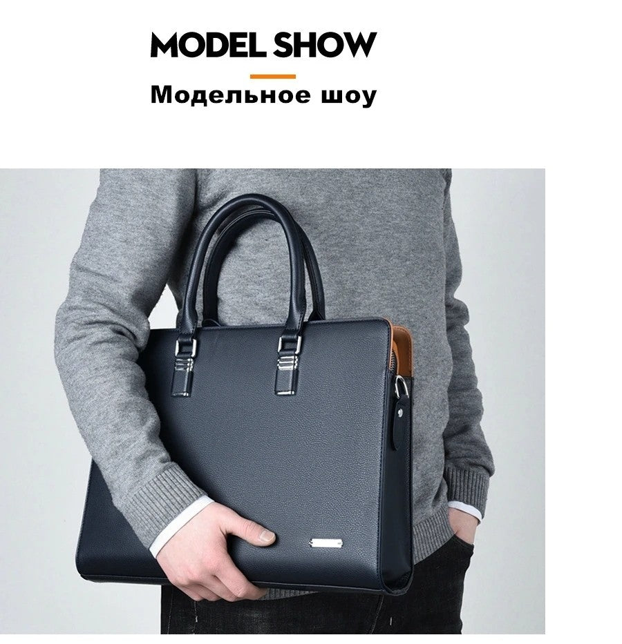 MOTAORA Genuine Leather Laptop Bag Men 14-15.6 Inch Business Briefcase Work Messenger Bag for MacBook HP Dell Acer