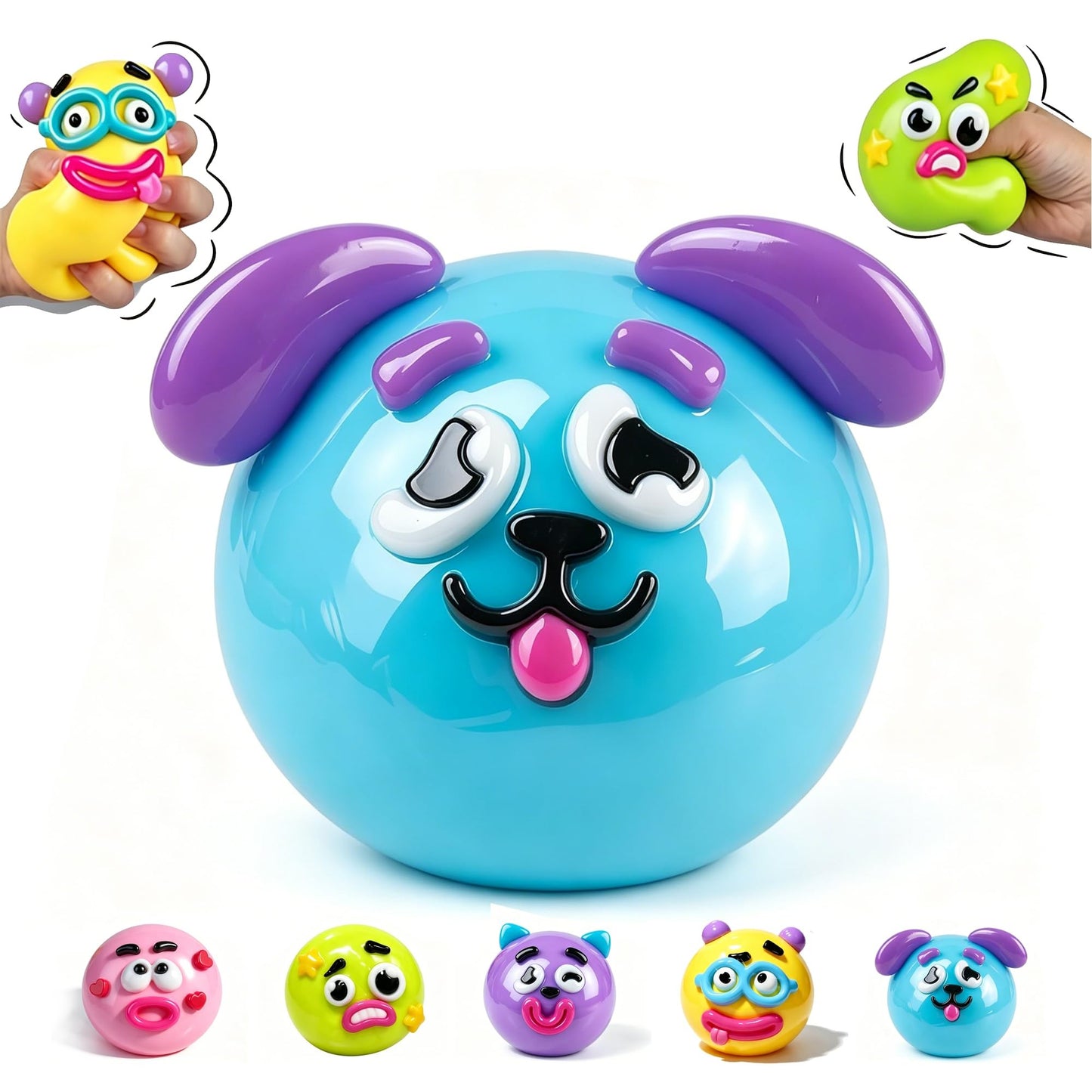 2026 New Dog Face Swap Squishy Toy, Soft Slow Rise Squeeze Toy, Moldable Stress Relief Sensory Toy for Anxiety Relief