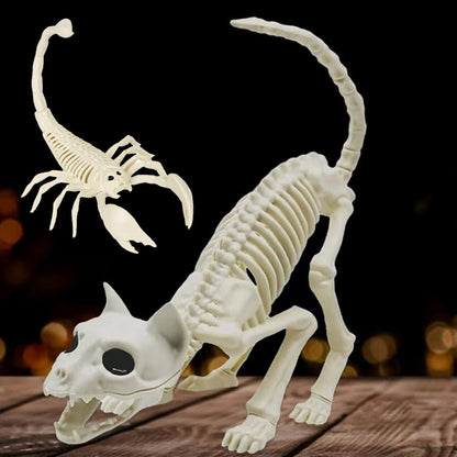 Fake Animal Skeleton Model Halloween Decor Dog Bat Spider Scorpion Cat Skeleton Scary Pendant Props Haunted House Accessories