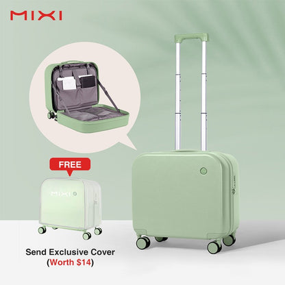 Mixi Carry On Suitcase 16 Inch Men Boarding Cabin Women Luggage Rolling Spinner Wheels Travel Bag 34L 100% PC Lightweight