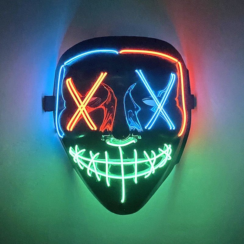 2026 Halloween Party Supplies Luminous LED Purge Mask Wireless EL Neon Light Full Face Mask Cosplay For Adult Glow In The Dark