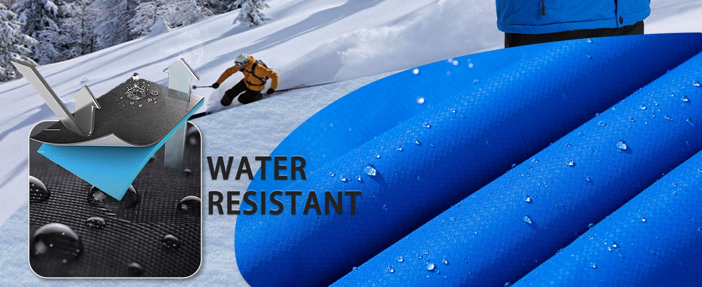 MAGCOMSEN Fleece Ski Jacket Men's Hooded Waterproof Thermal Thick Warm Camo Parka Removable Hooded Coats Winter Snowboard Anorak