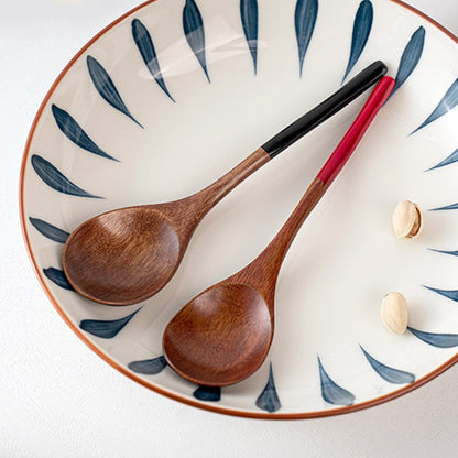 2Pcs Wooden Spoon Kids Rice Dessert Spoon Small Wood Coffee Teaspoon Long Ramen Soup Spoons Japanese Cutlery Kitchen Tableware
