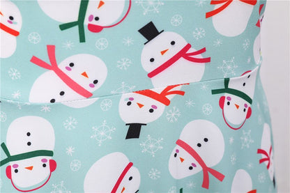 Fashion V-neck Short Sleeve Printed Christmas Dress Large Swing Vintage Elegant Xmas Party Dress