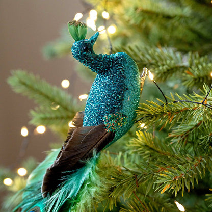 1PC of Peacock Christmas Ornaments Simulate The Atmosphere of Glitch Peacock Branches and Branches Home Decor