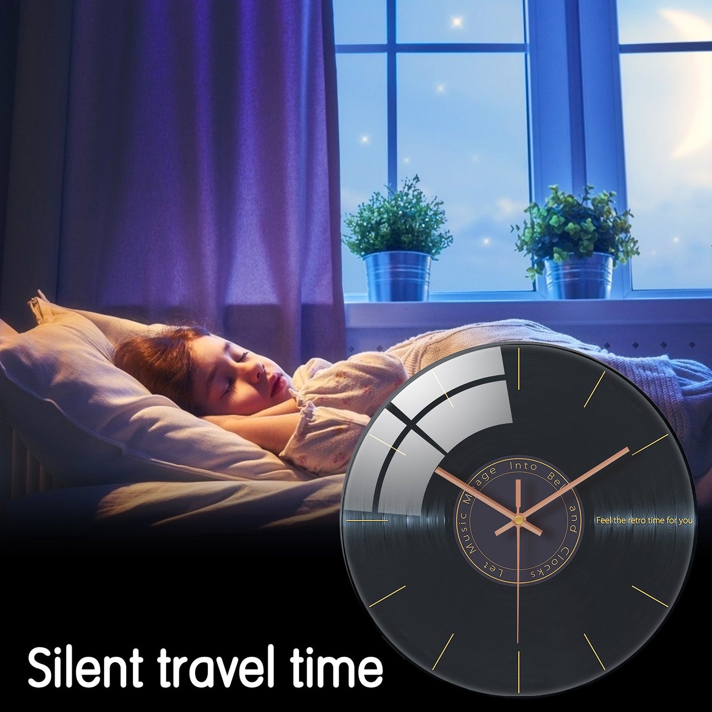 Creative Music Element Vinyl Record Pattern Tempered Glass Wall Clock Living Room Bedroom Kitchen Home Decoration Wall Clock Silent Quartz Clock Holiday Gift 12 Inches 14 Inches 16inch (Without Batteries)