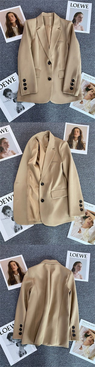 Women Jacket New in Korean Fashion Small Suit Top Brown Suit Coat Clothes Loose Straight Temperament Slim Blazer for Women Chic