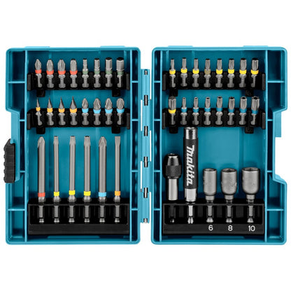 Jogo de Bits para Parafusadeira Elétrica Makita B-55697 43 Peças Codificados por Cores Tipo Flor Cruzada Soquete Sextavado Acessórios para Ferramentas Elétricas