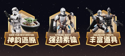 NOVOS BLOKEES Original Mandalorian GV01 Star Wars Brinquedo Djarin Mando Grogu Yoda Boba Fett Imperial Stormtrooper Boneco de Ação Presente