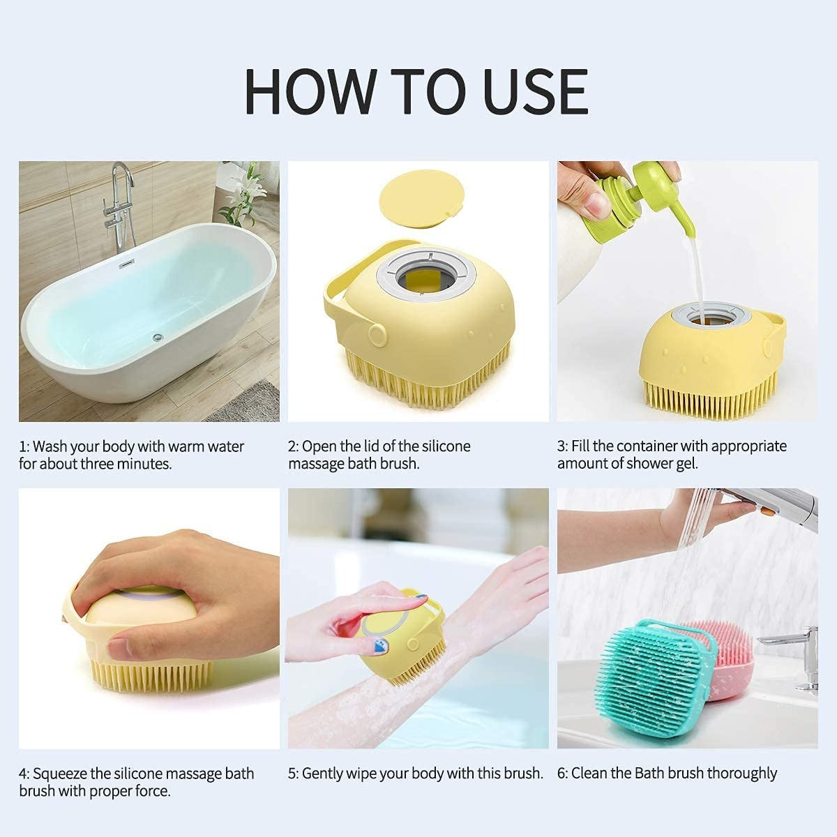 Escova de Banho para Cães Escova de Massagem para Pets Dispensador de Shampoo Escova de Silicone Macia Cerdas de Borracha para Cães e Gatos Ferramenta de Banho e Higiene