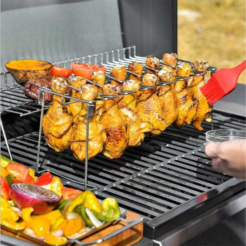1pc Grill Rack, Stainless Steel Rack Chicken Leg For Oven, Barbecue Tools, Kitchen Supplies