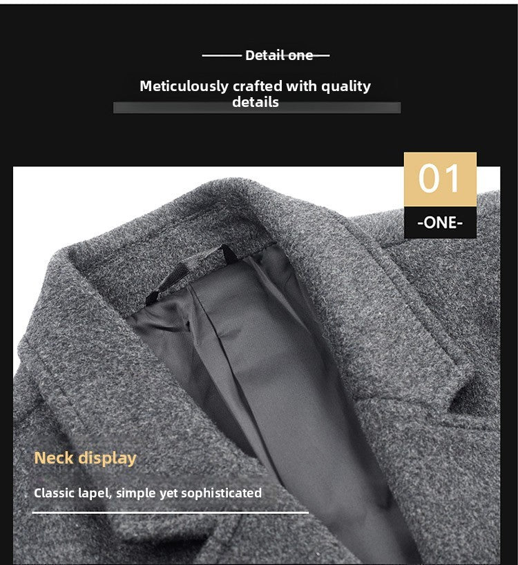 COMXZ 2025 Winter Woolen Trench Coat Men Retro Thick Cashmere Coat Korean Street Man Clothes Lightw Luxury Wool Blends Overcoat