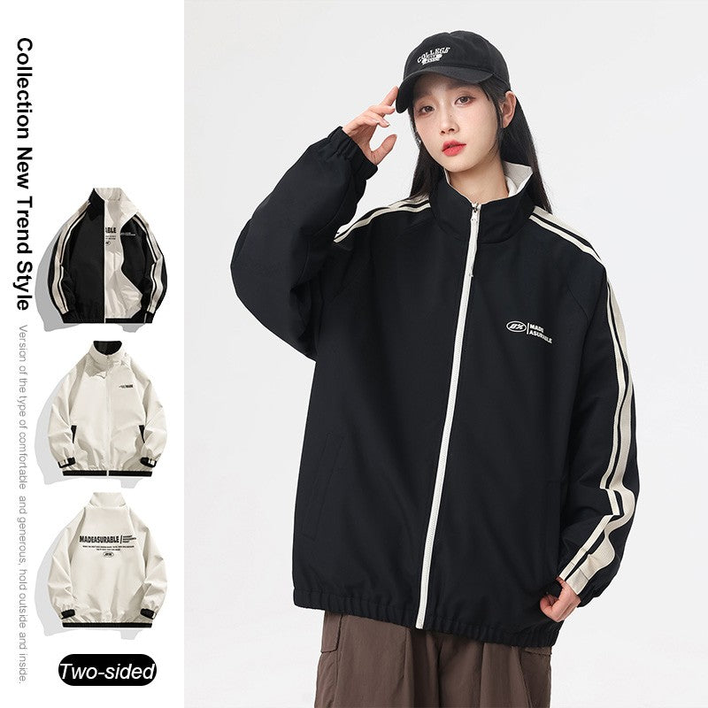 New Jacket Two-sided Long Sleeve Outdoor Men Coats Women Reversible Windproof Coats Splashproof Double-Sided Jackets Couple Top