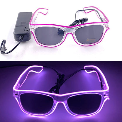 1PC Light Up LED Glasses Glow Sunglasses EL Wire Neon Glasses Glow in The Dark Party Supplies Neon Party Favors for Adults