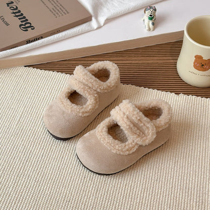 Children's Cotton Shoes 1-18 Years Old Beige Padded Thickened Boys Girls Walking Shoes Brown Soft Bottom Non-slip Kids Fur Shoes