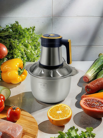 Liquidificador de aço inoxidável multifuncional para carne, frutas, vegetais, processador de alimentos, moedor de carne elétrico de cozinha com cinco velocidades