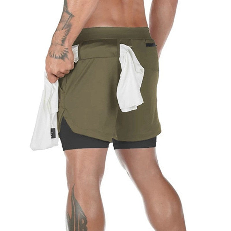 2025 New Men's Camo Running Shorts 2 in 1 Double Layer Quick Dry Gym Fitness Exercise Jogging Training Shorts Male Sports Short