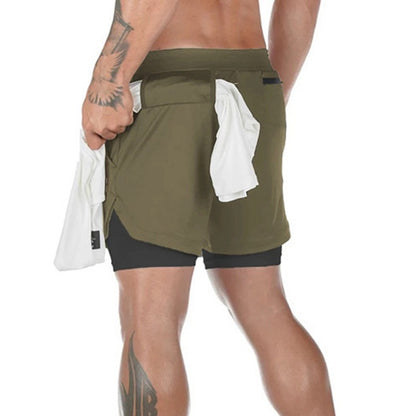 2025 New Men's Camo Running Shorts 2 in 1 Double Layer Quick Dry Gym Fitness Exercise Jogging Training Shorts Male Sports Short
