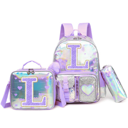 Mochila para meninas com estampa "Love" para a escola primária. De volta às aulas? O tamanho e a fonte das letras são aleatórios?