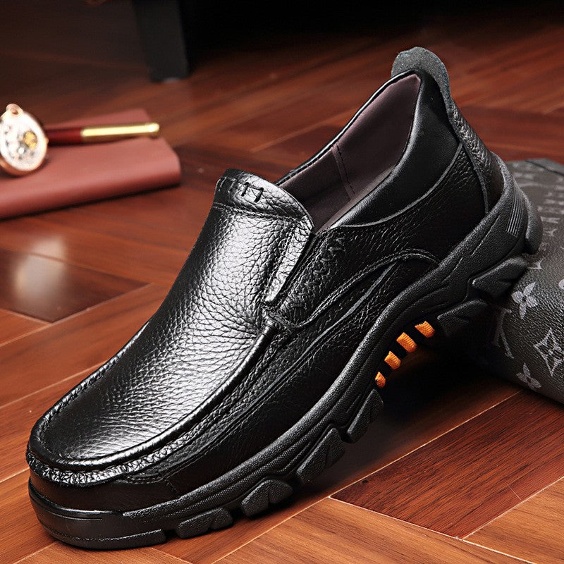 100% Genuine Leather Shoes Men Loafers Soft Cowhide Mens Casual Shoes Brand Male Footwear Black Brown Slip-on Thick Sole