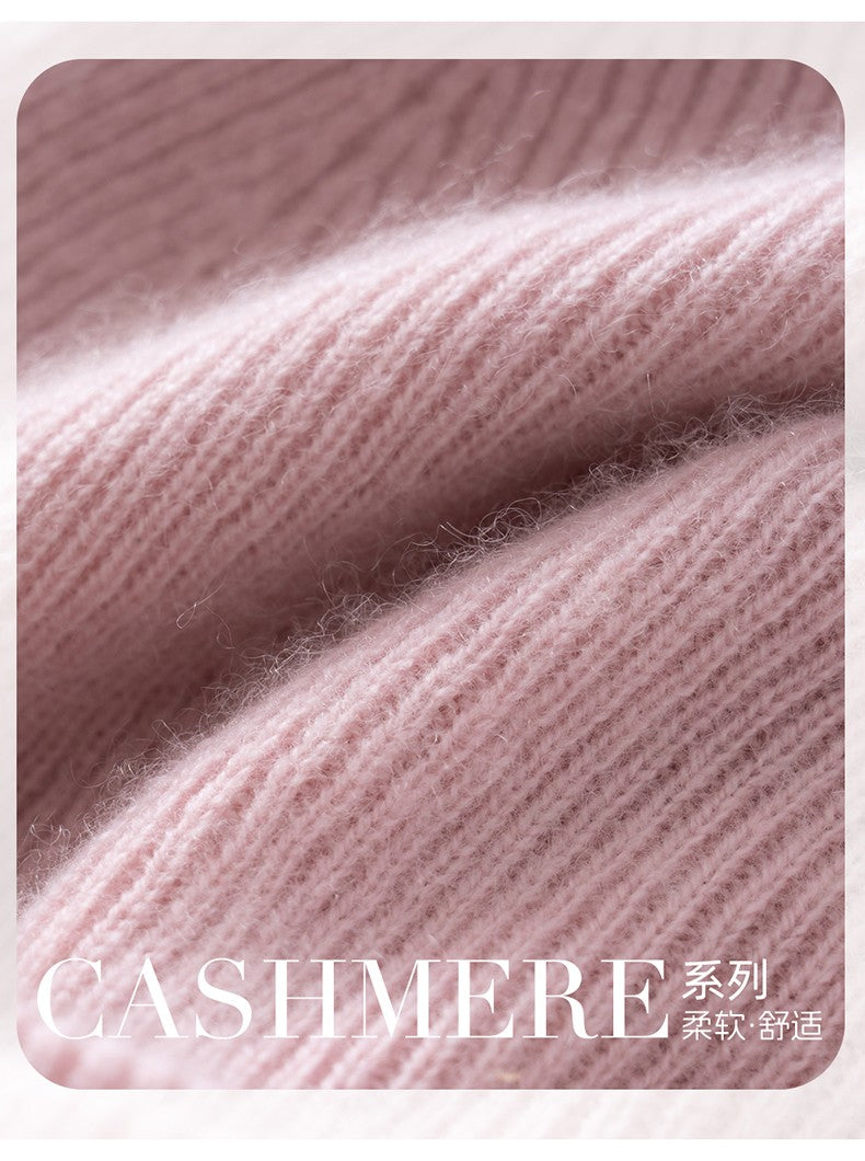 New Autumn Winter 100% Cashmere Hat Knitted Mountaineering Wool Hat Outdoor Skiing Double Layer Men and Women Thickened Warm