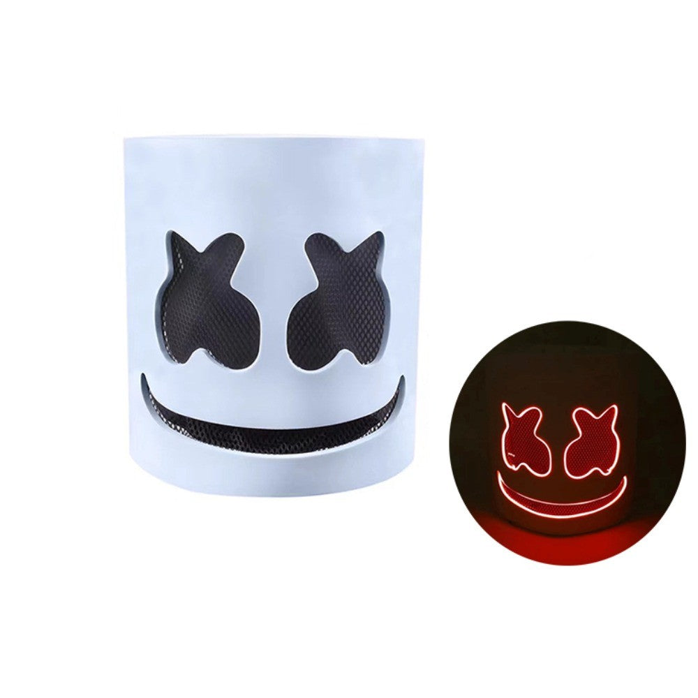 Party Decor LED Halloween Luminous Head Cover Glowing Plastic DJ Marshmallow Mask Universal Neon Headgear Bar
