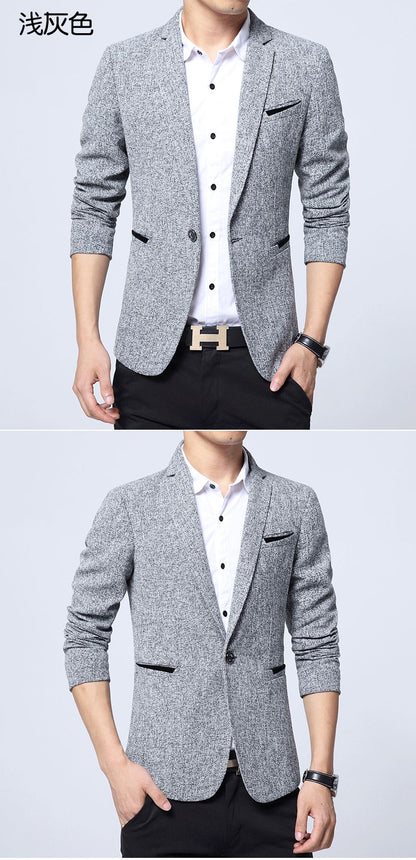 2024 Autumn New Men's Suit Jacket Solid Color Slim Fit Fashionable Business Dress Jacket Classic Men Social Dress Jacket Blazers