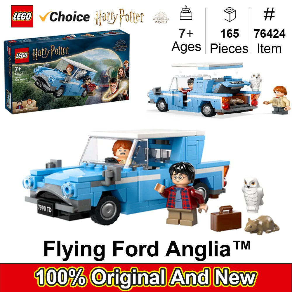 LEGO 76424 Harry Potter Voe Com o Ford Anglia, Carro Montável de Brinquedo com 2 Minifiguras, Carro Harry Potter, Presente para Meninos e Meninas a partir de 7 Anos