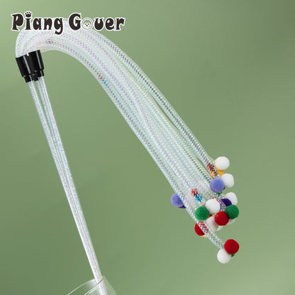Brinquedo de Gato com Varinha Interativa e Bola de Pelúcia, Brinquedo para Gatos de Plástico com Sino, Brinquedo Provocador de Gatinhos para Pets