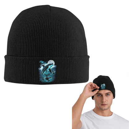 Orca Aquatic Sea Ocean Top Tees Killer Whale Warm Knitted Cap Hip Hop Bonnet Hat Autumn Winter Beanies Hats for Men Women Adult