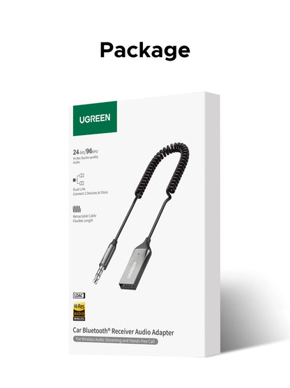 UGREEN Bluetooth 6.0 5.4  Aux Wireless Car Bluetooth USB to 3.5mm Jack Audio Mic Handsfree Adapter for Car Speaker