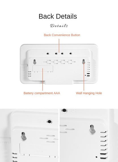 Large Digital Wall Clock Week Date Temperature Display Voice Control Table LED Alarm Clocks Brightness Adjustable 12/24H Clock