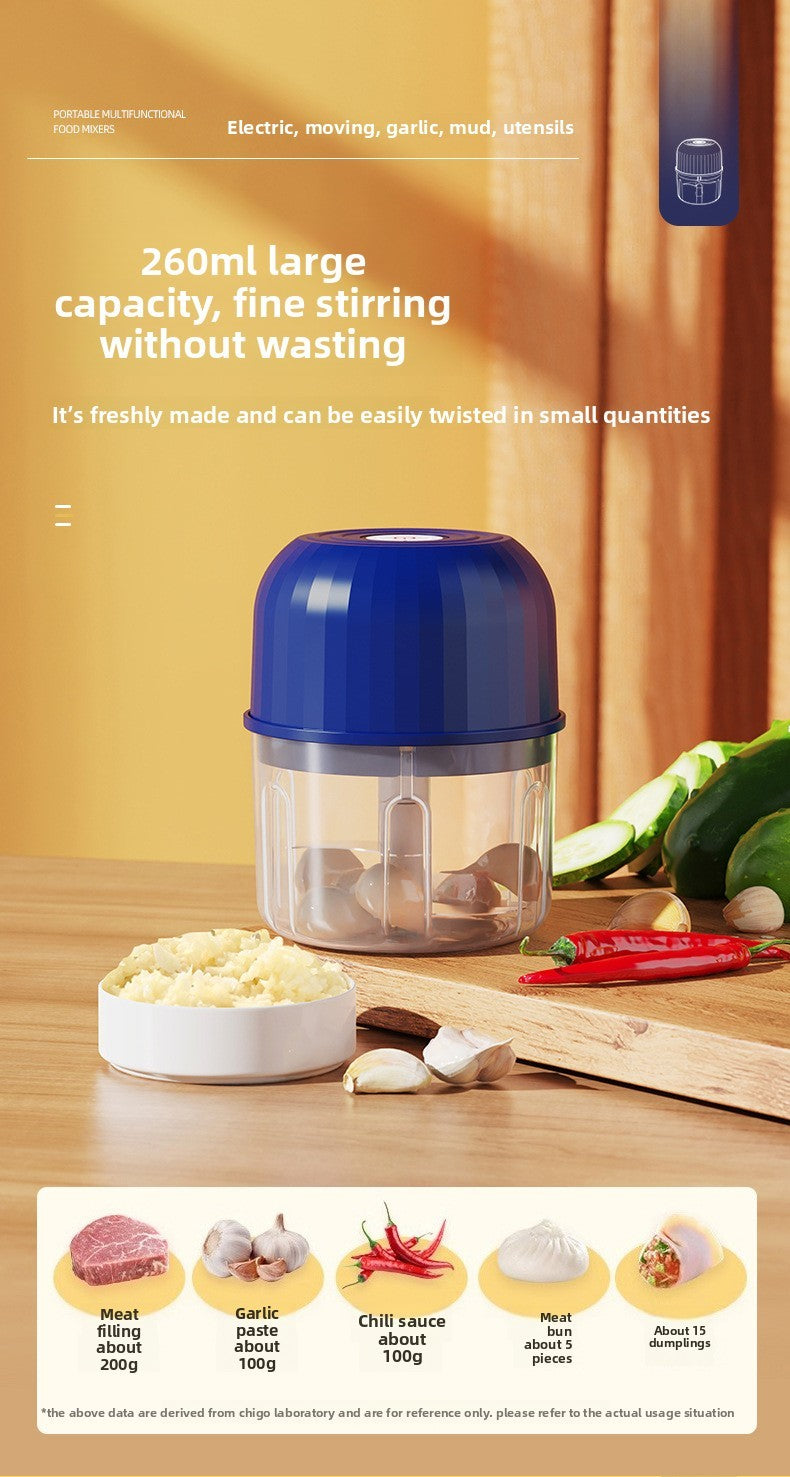 Electric Garlic Masher Garlic Grinder Onion Chopper 260ML Meat Grinder Ginger and Chili Grinder Kitchen Vegetable Blender