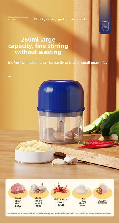 Electric Garlic Masher Garlic Grinder Onion Chopper 260ML Meat Grinder Ginger and Chili Grinder Kitchen Vegetable Blender