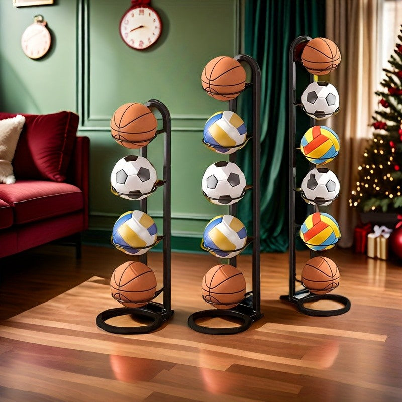 1PC Black Metal Sports Ball Organizer - for Balls, Multi-functional Storage Rack, Perfect Holiday Gift shelves