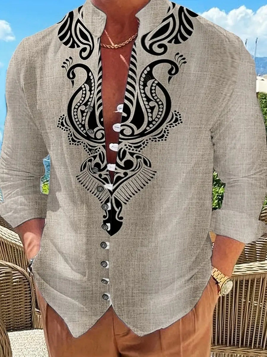 New men's fashionable casual shirts, autumn and spring men's retro cotton and linen shirt tops are dispatched quickly