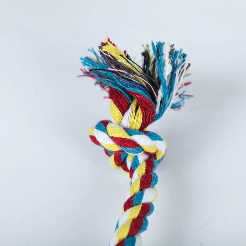 Brinquedo de Algodão Colorido para Cães com Nó Duplo, Corda Durável para Mastigar, Limpeza dos Dentes, Brinquedo Interativo para Pets, Adequado para Cães Pequenos e Médios, Alivia o Tédio