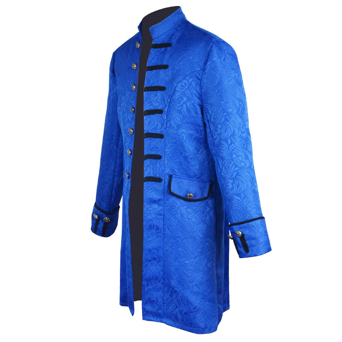 Men's Medieval Style Windbreaker Coat Vintage Lapel Jacquard Medium Length Trench Coat Halloween Party Costume Retro Outerwear