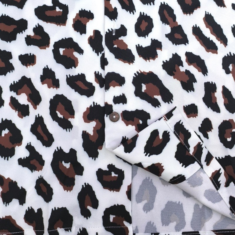 Pdmcms 23ss Gradient Leopard Print High Street Style Casual Handmade Silk Hawaiian Short Sleeved Shirt For Men